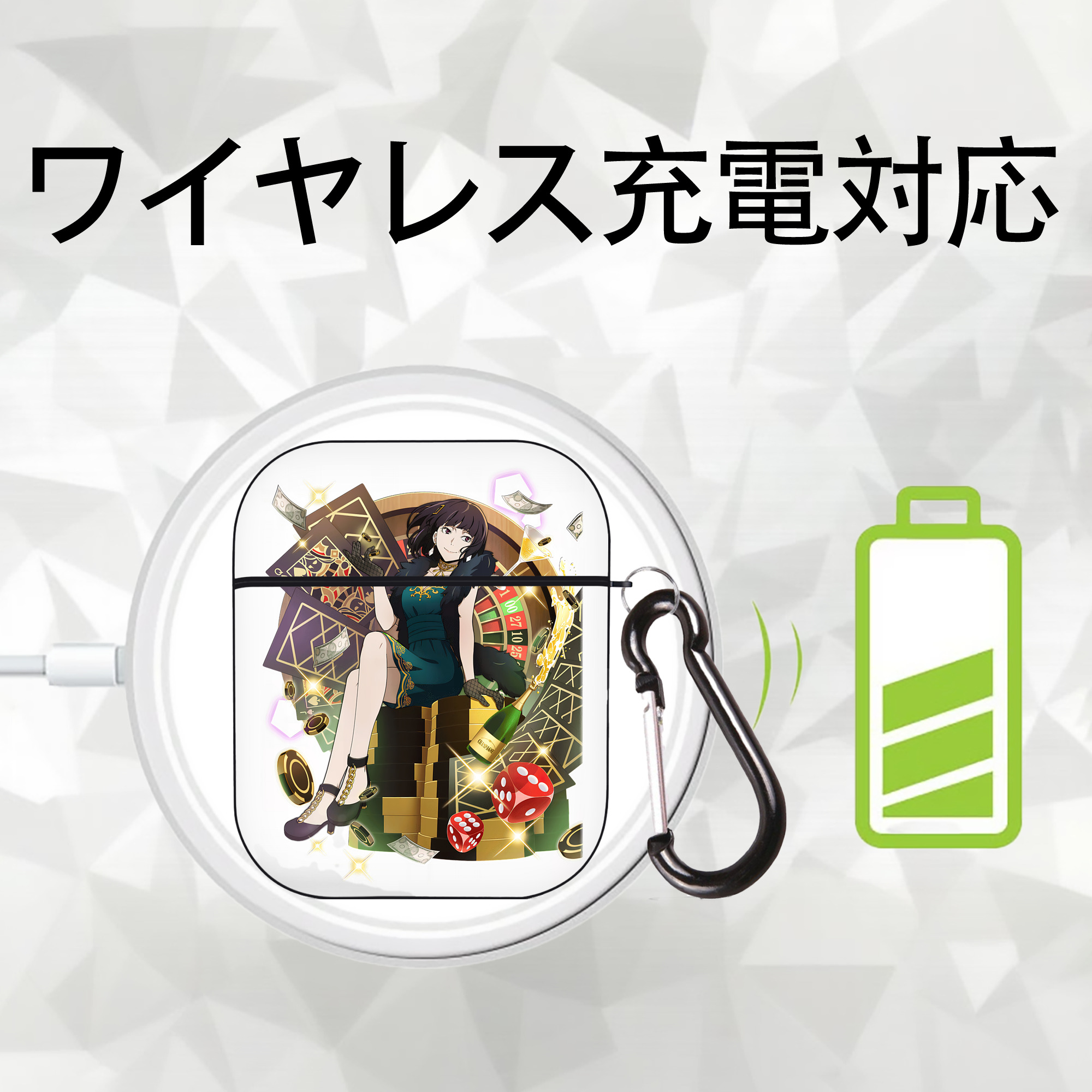 文豪ストレイドッグス Bungo Stray Dogs AirPods 第2世代保護ケース ハードシェル ブラック 耐衝撃・防指紋・カラビナ付き